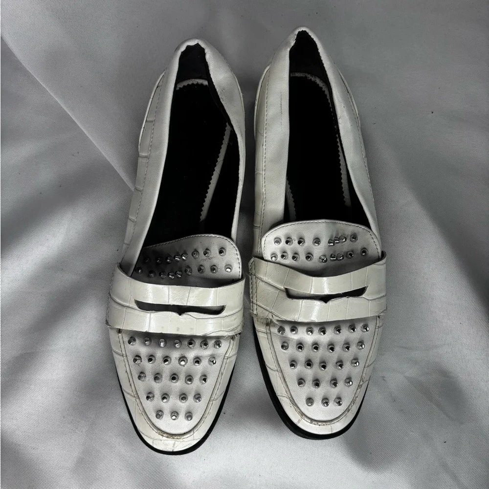 Circus by Sam Edelman White Loafers with Silver‎ Accents